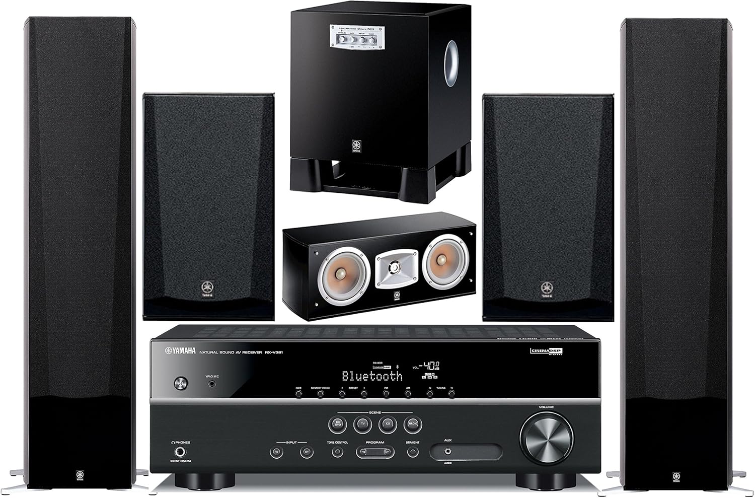 Yamaha 5.1-Channel Wireless Bluetooth 4K 3D A/V Surround Sound Multimedia Home Theater System 