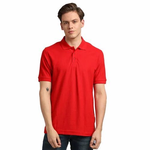 Polo Collar T-Shirt - Canvas Fabric, Regular Fit, Red Color | Breathable, Skin-Friendly, Fade & Wrinkle Resistant, Machine Washable