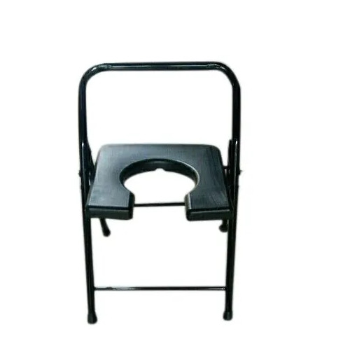 Commode Chair - 20kg Mild Steel Frame, Fiber Seat | Foldable, Eco-Friendly, Durable, Easy to Use, Available in Black and Brown-Black Color