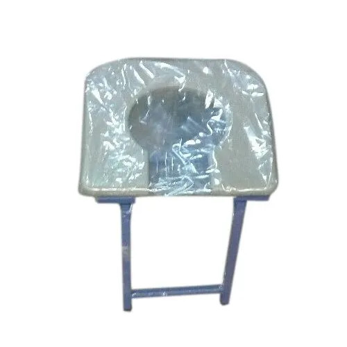 Commode Stool - Polished Mild Steel, 37 cm Height | Eco-Friendly Fiber Seat, Durable, Portable, Easy to Use