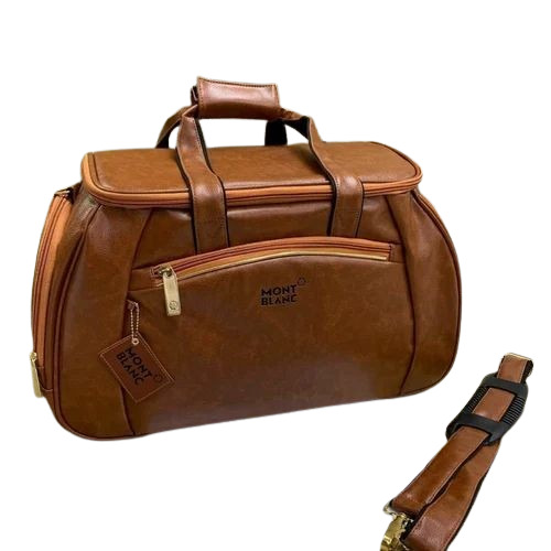 Duffle Bag And Travel Bag - PU Material, Customized Size, Plain Black Color, Double Zipper | Non-Handmade Design, Ideal for Travel