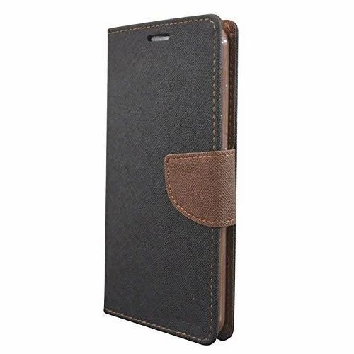 Premium Canvas Cotton Mobile Flip Cover - Optimum Quality Black Flip Diary Case for Mobile Phones