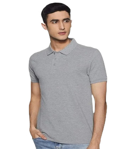 Men Grey Polo T-Shirt - Cotton, XL Size, Grey Color | Casual Wear, Attractive Pattern, Regular Fit, Short Sleeves, Polo Collar