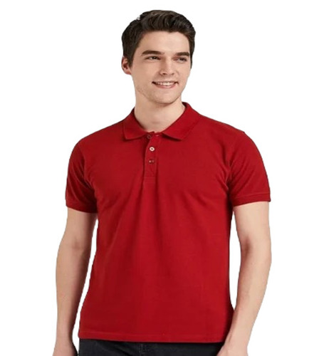 Men Maroon Polo T Shirt - Cotton, Medium Size, Maroon Color | Regular Fit, Short Sleeves, Attractive Pattern Design for Casual Wear