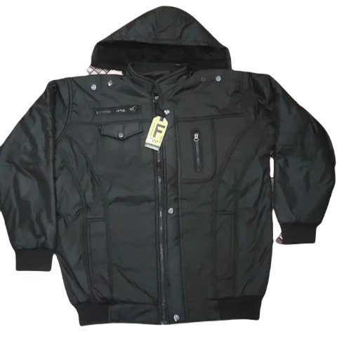 Men Polyester Jacket - XXL, Black | Breathable, Washable, Normal Warm Degree, Full Sleeves, Double Pockets, Winter Hoodie Style