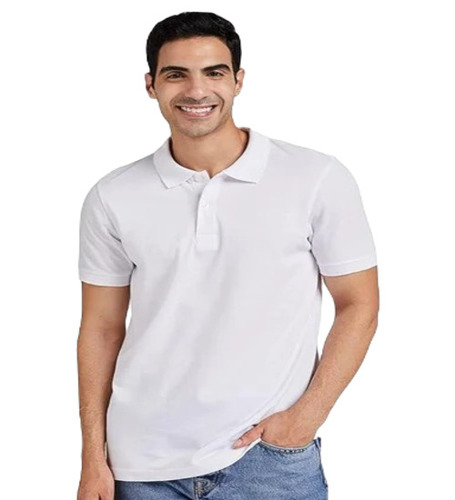 Men's Cotton Regular Fit Polo T-Shirt - XXL, White Color | Short Sleeves, Plain Pattern, Casual Wear