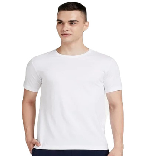 Men's Cotton Casual T-Shirt - Medium Size, O-Neck, White Color | Short Sleeves, Regular Fit, Attractive Plain Design