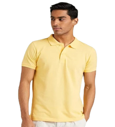 Men Regular Fit Cotton T-Shirt - Attractive Pattern Design, Casual Wear, Short Sleeves, Yellow Color