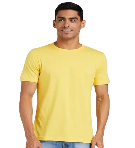 Men's Cotton Yellow T-Shirt - Regular Fit, O-Neck, Short Sleeves, Plain Pattern, Size M