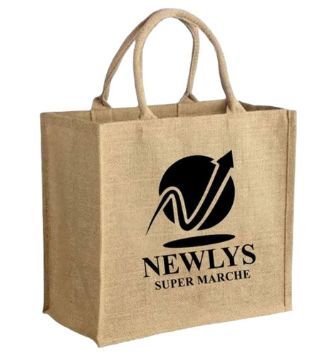 Printed Jute Bag - Premium Quality, Optimum Design | Machine Made, Brown Color For Shopping And Gifts