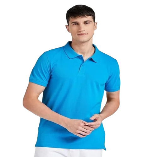 Cotton Polo T-Shirt - Regular Fit, Royal Blue Color with Attractive Pattern, Short Sleeves for Casual Wear