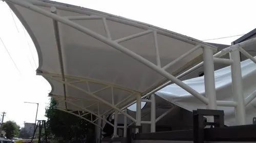 Tensile Fabric Structures - Waterproof Prefabricated Design, White Color With Sliding Window And Durable Aluminum Roof