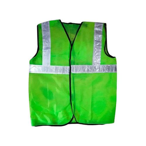 90 GSM Reflective Safety Jacket - Polyester, Size L, Green | Unisex, Suitable for Rainy, Summer, Spring, Winter Seasons, Without Sleeves