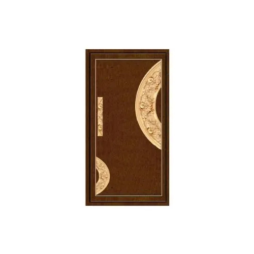 Designer Wooden Main Door - Polished Finish, Customized Hinged Design | Brown Wood, Suitable for Exterior and Interior Use