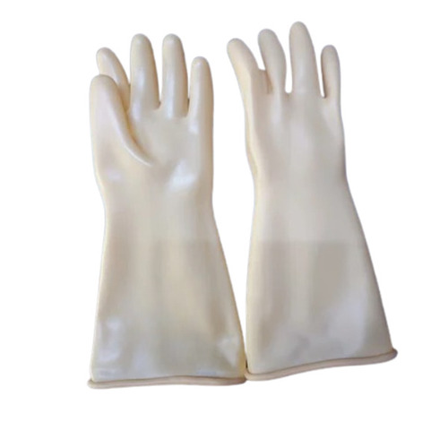Electrical Safety Hand Gloves - Rubber Material, Full Finger Style, Ivory White | High-voltage Insulation, Shock Resistance, Comfortable Fit, Non-slip Grip, Waterproof And Flexible For Industrial Use