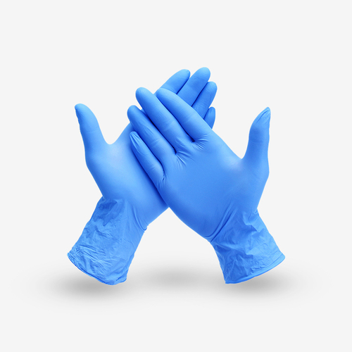 Full Finger Surgical Hand Gloves - Nylon Lining, Blue Color, Plain Pattern | Durable Design, Medical Usage