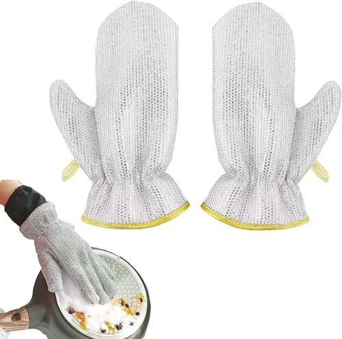Kitchen Hand Gloves - Nylon, Full Finger, Long Cuff, White | Waterproof, Heat Resistant, Flexible Fit, Non-Slip Grip, Easy to Clean, Comfortable Lining, Multi-Purpose Use