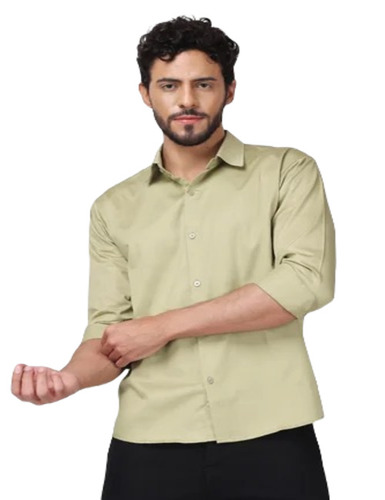 Men's Full Sleeves Cotton Shirt - Comfort Fit in Beige | Washable, No Fade, Anti Wrinkle, Spread Collar