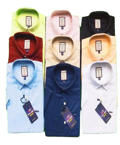 Men's Cotton Plain Half Shirt - Comfort Fit, Multicolor, Short Sleeves | Anti-Wrinkle, No Fade, Washable for Summer Wear
