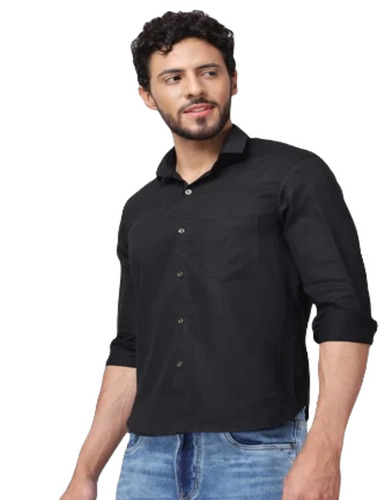 Mens Black Cotton Shirt