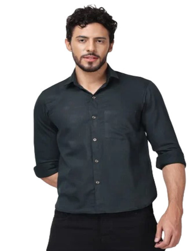 Mens Formal Cotton Shirts - Dark Green, Comfort Fit | No Fade, Washable, Anti Wrinkle, Full Sleeves, Spread Collar, Casual Wear for Adults