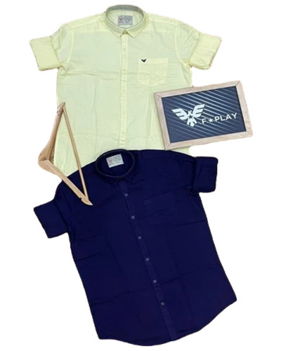 Mens Full Sleeves Satin Shirt - Comfort Fit, Washable & Anti-Wrinkle | Plain Yellow & Blue Colors, Available in S, M, L, XL Sizes