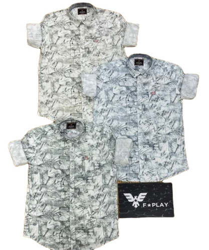 Mens Lycra Print Shirts - Comfort Fit, Full Sleeves, Cutaway Collar | Anti-wrinkle, No Fade, Washable