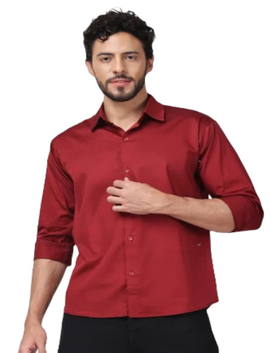 Mens Maroon Plain Shirt