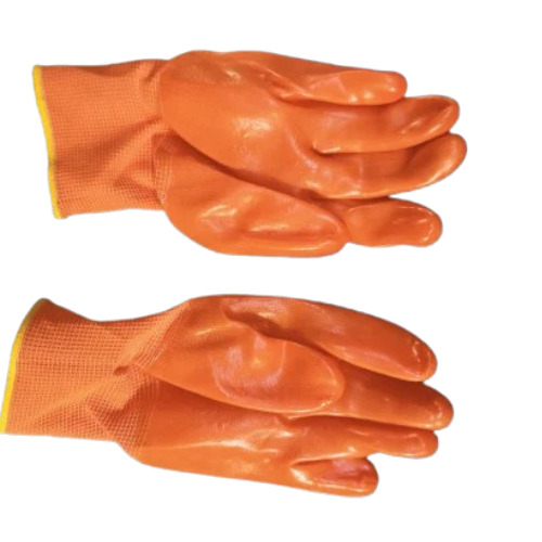 Pvc Coated Industrial Safety Hand Gloves - Color: Orange