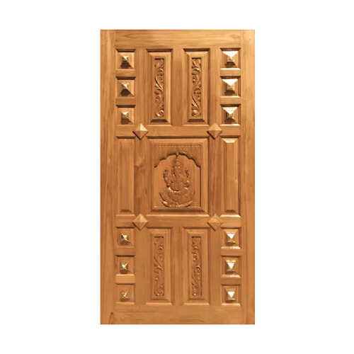 Teak Wood Door - 32mm Thickness Polished Brown Finish | Customized Hinged Design for Exterior and Interior Use