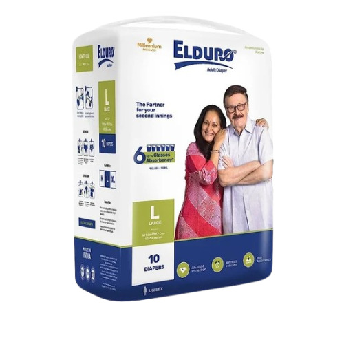 Disposable Adult Diaper - Cotton, Large Size, White Color | Soft Quick Drying Top Sheet, Wetness Indicator, Extra-Wide Leak Guard Protection