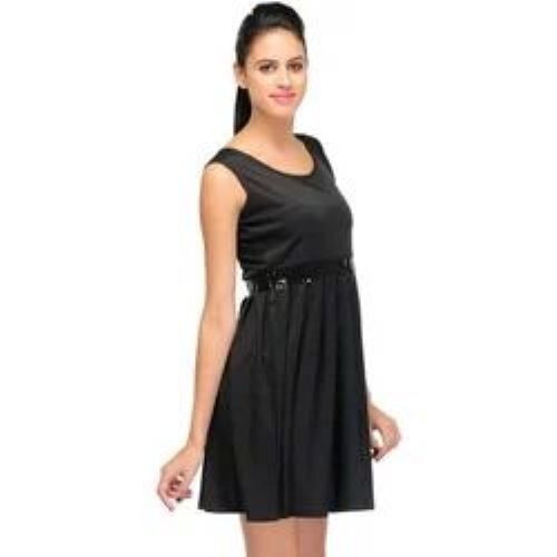 Ladies Short Dress - Satin Material, Available in XXS to XL Sizes, Black Color | Premium Quality, Vibrant Colors, Playful Patterns, Easy to Wear
