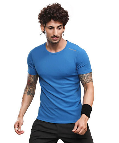 Men Plain T Shirt - Color: Blue