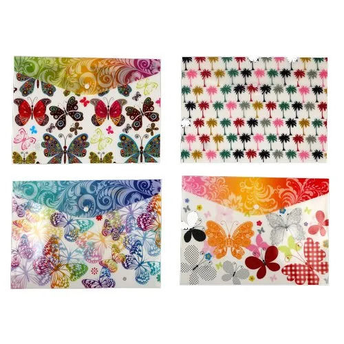 Printed Plastic Button File Folder - Feature: Multicolor