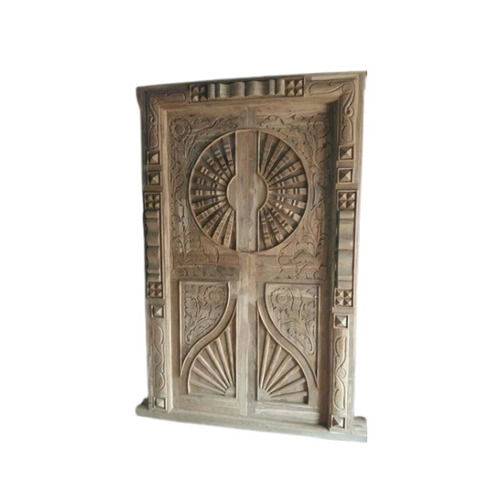 32mm Brown Teak Wood Carved Door