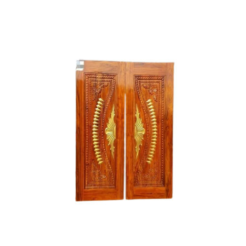 32mm Polished Carved Teak Wood Door