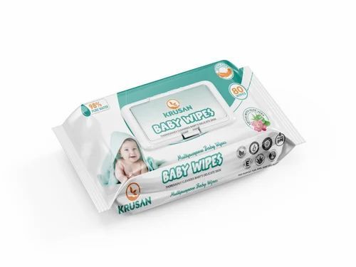 Biodegradable Baby Wipes - Cotton, Standard Size, White Color | Extra Soft, Alcohol Free, 80 Wipes per Packet, Ideal for Baby Care