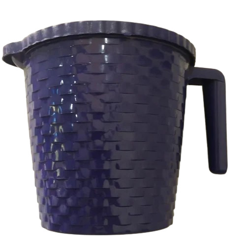 Blue Plastic Bathroom Mug - Polypropylene, 1.5 Liter Capacity, 8-Inch Round Height, Textured Design, Rigid Structure, Non-Transparent