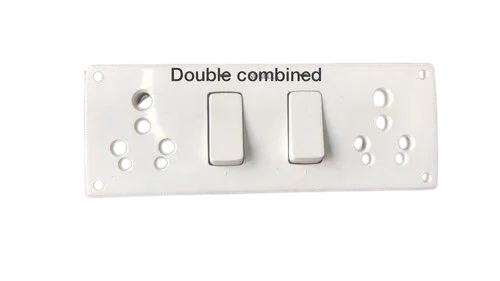 Double Combined Plug - Box White, 240V Rated Voltage, 6A Current Rating, 2 Switch Design for Electric Fittings