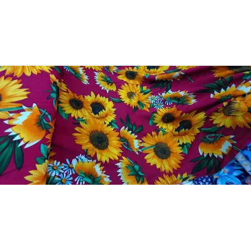 Floral Printed Rayon Fabric - 58 Inches Width, 125 Gsm, Multicolor | Woven, Hand Washable For Apparel Industry