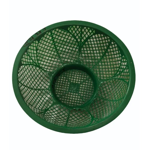 Green PVC Fruit Basket - 8 Inch Diameter, Round Floral Design | Durable Non-Disposable