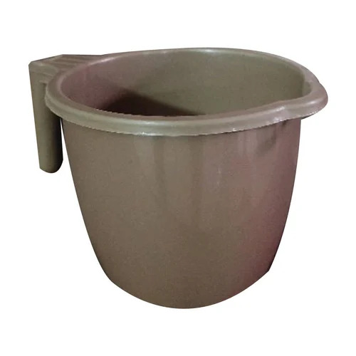 Grey Polypropylene Plastic Bath Mug - 6 Inch Round Design, 1 Liter Capacity, Rigid Hardness, Non-Transparent