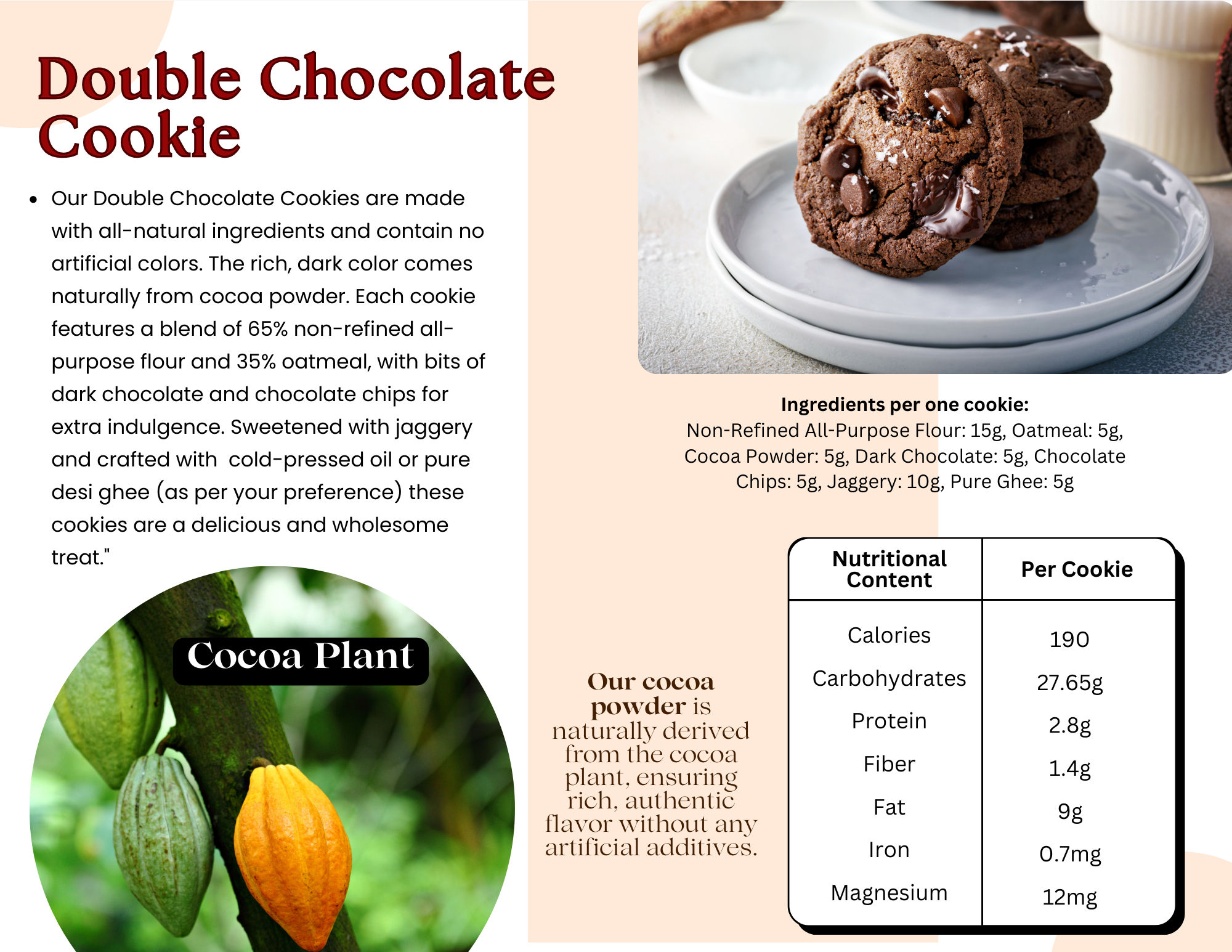 Gurr Double Chocolate Cookie 300G - No Maida , No Refined oil , No Refined Sugar