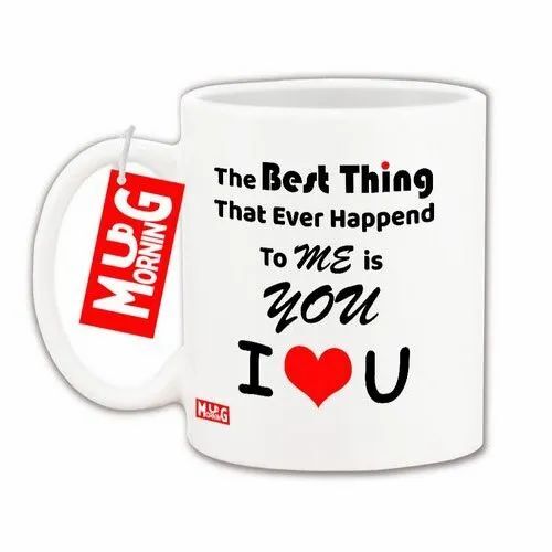 Love Coffee Ceramic Mug - Ceramic 9.5 cm Size White Color | Romantic Design with Heartwarming Quotes Dishwasher & Microwave Safe for Coffee Lovers