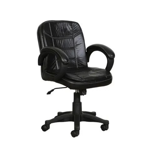 Leather Office Chair - Low Back, Adjustable Arm, Blue | Modern Design, Durable & Skin Friendly, No Assembly Required