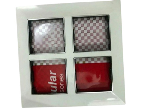 Modular Switch With Led - Plastic, 8M Size, White Color, 5A Rated Current, 4 Sockets | All-Purpose Square Design