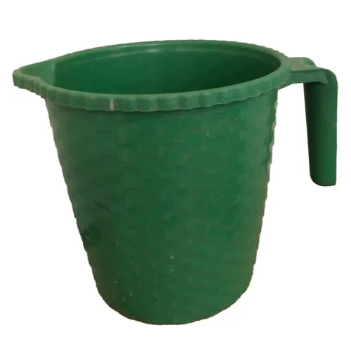 Plastic Bath Mug - 1.5 Liter, Rigid Polypropylene Material, Textured Green Finish, 6.5 Inch Round Base