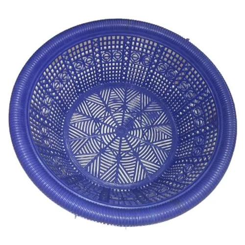 Fruit Basket - 11 Inch Round Floral Blue PP | Durable, Non-Disposable Indian Design