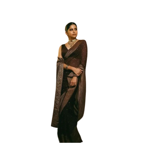 Banarasi Pure Georgette Khadi Party Wear Saree - Pattern: Printed