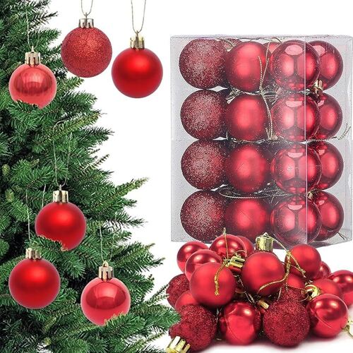 Christmas Tree Decorations - Round Red Balls, Festive Christmas Theme, Perfect for Holiday Display